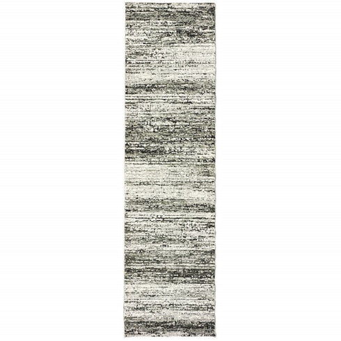 2' X 8' Gold And Slate Abstract Runner Rug